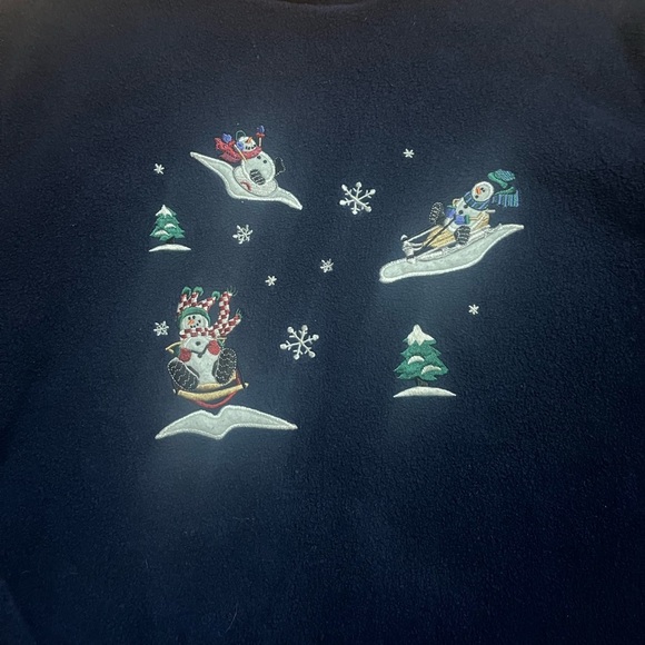 Vintage Snowman Fleece Sweatshirt Medium - Picture 2 of 4